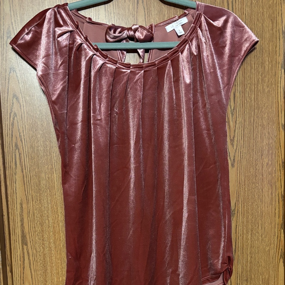 LC Lauren Conrad Shimmering Wine Blouse